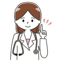 指差しする女性医師のイラスト