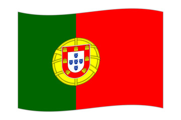 Waving flag of the country Portugal. Vector illustration.