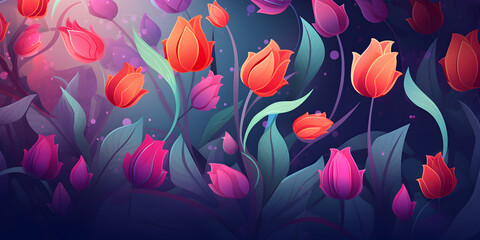 Abstract colourful  tulip flowers background