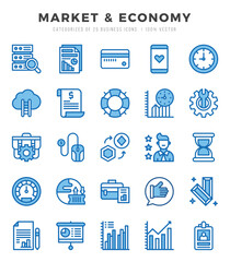 Market & Economy Two Color icons. Vector Two Color illustration.