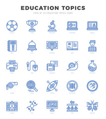 Education Topics web icons in Two Color style.