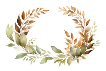 Fototapeta na wymiar Watercolor autumn wreath with leaves. Hand painted illustration isolated on white background