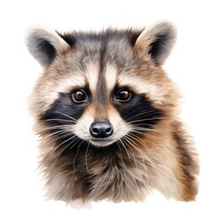 Obraz premium Portrait of a cute little raccoon on a white background.