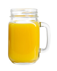 Refreshing orange juice in mason jar isolated on white