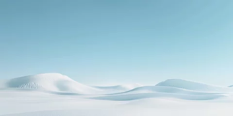  A mesmerizing view of untouched snow dunes with soft curves creating a serene and pure wintry landscape in minimalist style © gunzexx