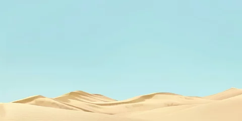 Fototapeten Gentle golden sand dunes ripple under the vast clear blue sky, creating a calming and minimalist desert landscape © gunzexx