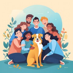 Group of People Sitting Next to a Dog