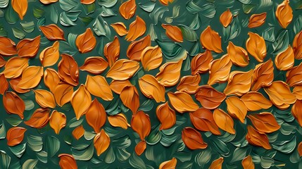 Abstract autumnal leaves art painting texture with oil acrylic brushstroke on canvas wallpaper