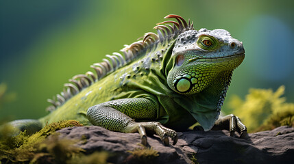 Fototapeta premium Iguana reptile in the wild nature