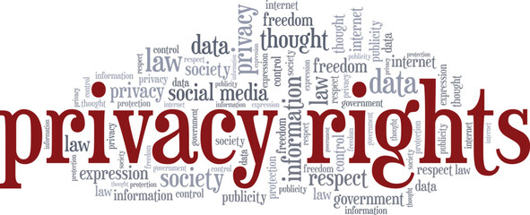 Privacy Rights word cloud conceptual design isolated on white background.