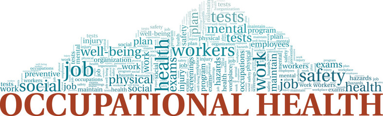 Occupational Health word cloud conceptual design isolated on white background.