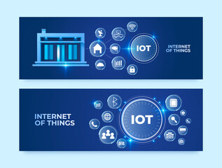 Internet of things realistic banner set - 786051114