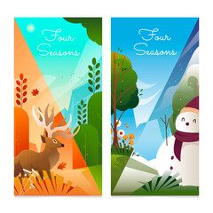 Four seasons banners in gradient style - 786051118