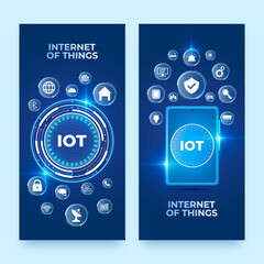 Internet of things realistic banner set