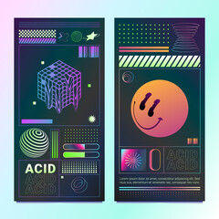Acid aesthetic banners in gradient style - 786051171