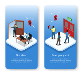 Isometric evacuation vertical banner template set collection - 786051182
