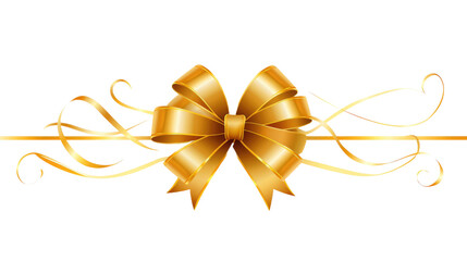 gold ribbon with a bow is shown on a white background