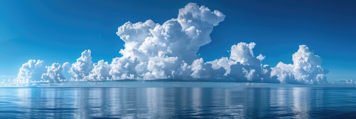 Clouds Horizon. Summer Sky with Tropical Clouds and Horizon View - obrazy, fototapety, plakaty