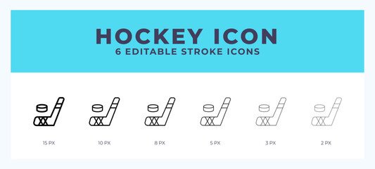 Hockey icon. Outline. Lineal icon symbol vector. Black outline.