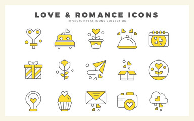 Fototapeta premium 15 Love Two Color icon pack. vector illustration.