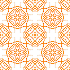 Arabesque hand drawn design. Orange noteworthy boho chic summer design. Textile ready alluring print, swimwear fabric, wallpaper, wrapping. Oriental arabesque hand drawn border. - 786054731