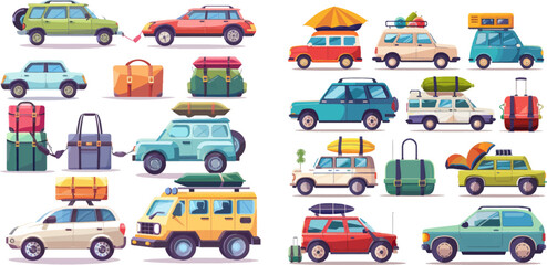 Hybrid passenger speed vehicle cars flat colorful vector illustration isolated symbol set