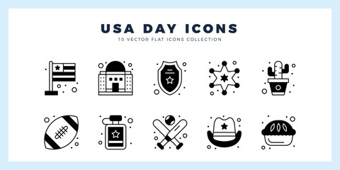10 USA Lineal Fill icon pack. vector illustration.