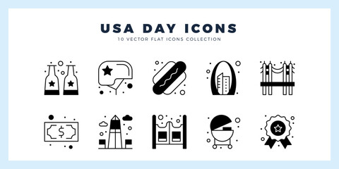 10 USA Lineal Fill icon pack. vector illustration.