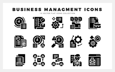15 Business Management Glyph icon pack. vector illustration.