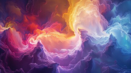 Envision an abstract universe where a multicolor spectrum bends and twists in 3D space, creating a breathtaking visual feast that captivates and mesmerizes. --