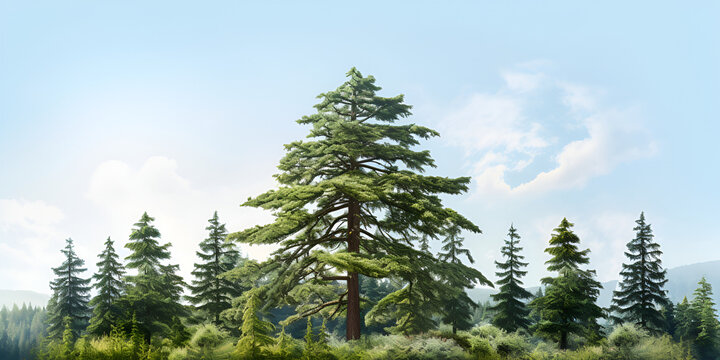 Pine Tree Background, Picture Of Pine Tree jungle with sky in blue color background