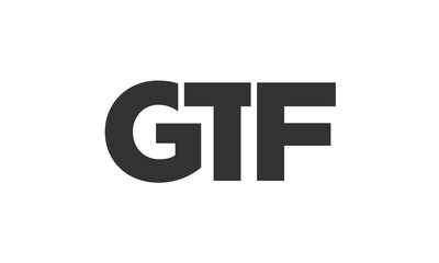 GTF logo design template with strong and modern bold text. Initial based vector logotype featuring simple and minimal typography. Trendy company identity.