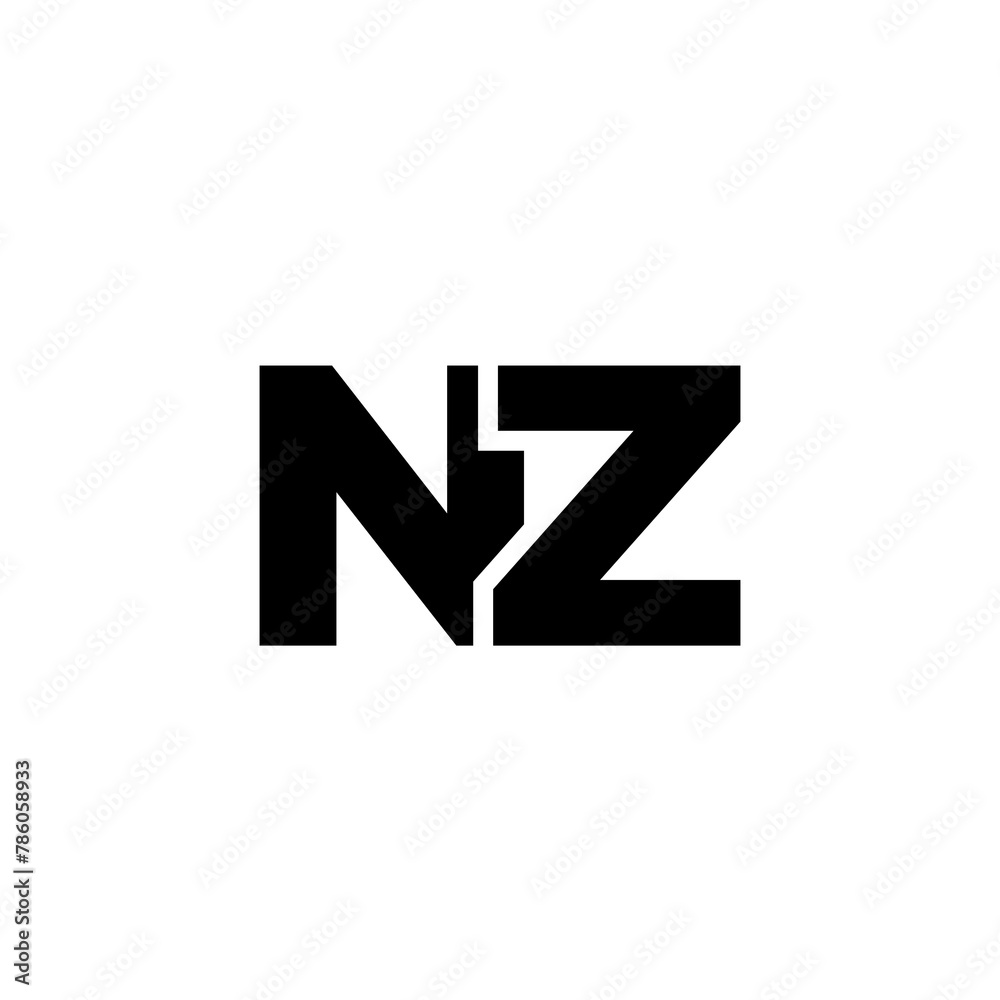 Fototapete letter n and z, nz logo design template. minimal monogram initial based logotype.