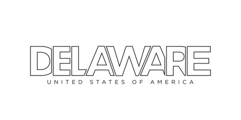 Delaware, USA typography slogan design. America logo with graphic city lettering for print and web.