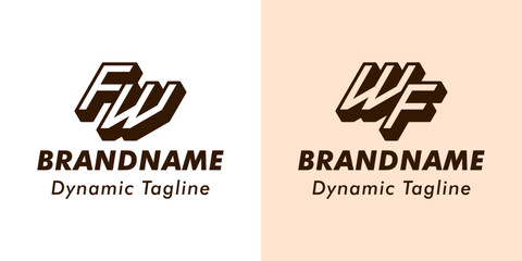 Letters FW and WF 3D Monogram Logo, Suitable for business with FW or WF initials