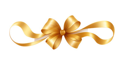 golden bows with horizontal gold ribbon isolated on transparent background