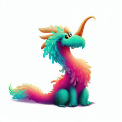 3D furry forest animal with beautiful colors and white background. with Generative AI technology	