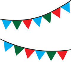 Carnival garland with flags. Festive multicolored buntings for holiday design. 