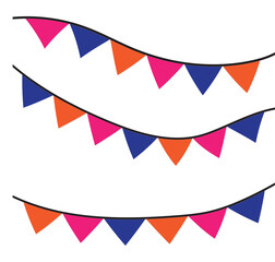 Bunting flags banner best for Birthday party and carnival garland decoration. Carnival garland with flags. Decorative colorful party triangle flags template. 11:11