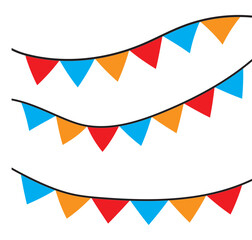 Fototapeta premium Carnival garland with flags. Festive multicolored buntings for holiday design. 