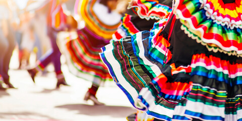 Mexican Dancers in Traditional Dresses at Festival