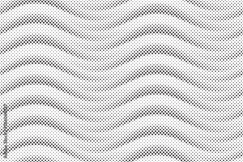 Poster ackground with squares halftone dots. Halftone vector background. Monochrome halftone pattern. Abstract geometric dots background. Pop Art comic background for website, card, poster.