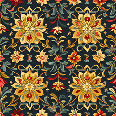 Fototapeta na wymiar Antique Spring Tapestry Seamless Pattern