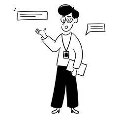 male marketing employee making announcement illustration