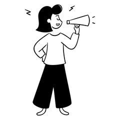 female marketing employee making announcement illustration