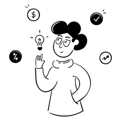 entrepreneur gets a business idea illustration