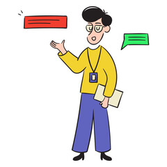 male marketing employee making announcement illustration
