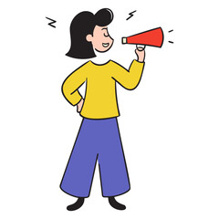 female marketing employee making announcement illustration