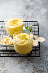 Homemade mango ice cream with coconut