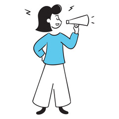 female marketing employee making announcement illustration